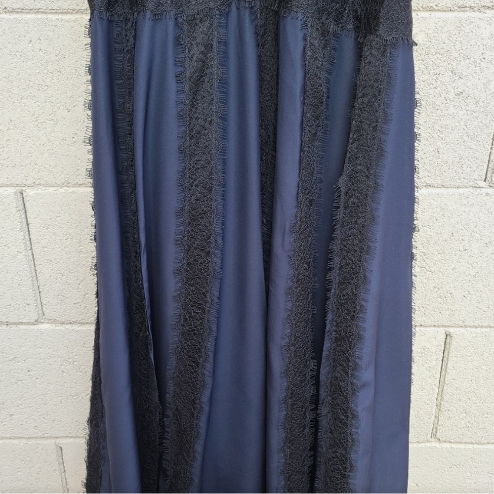 La Ligne | Maggie Lace Slipdress  Silk In Midnight Navy Black - Picture 5 of 13